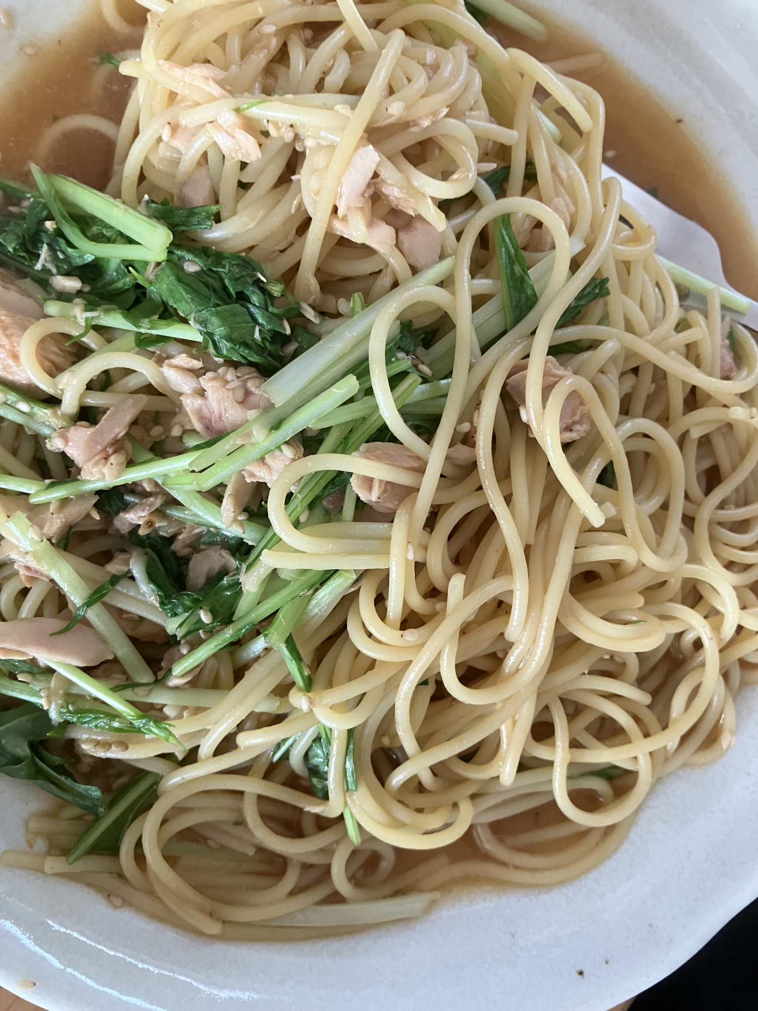 ツナと水菜の和風パスタ