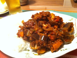 かんたん!茄子とマッシュルームのドライカレー