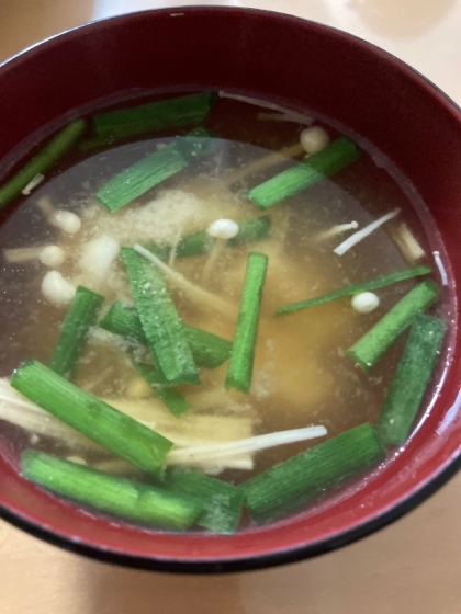 【味噌汁】えのきとニラの味噌汁