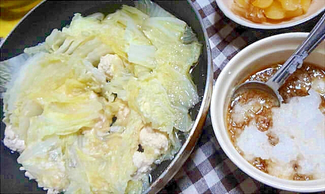 白菜と鶏だんごのシンプル鍋