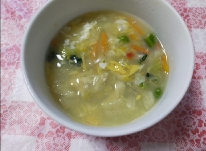 キャベツと卵の春雨スープ
