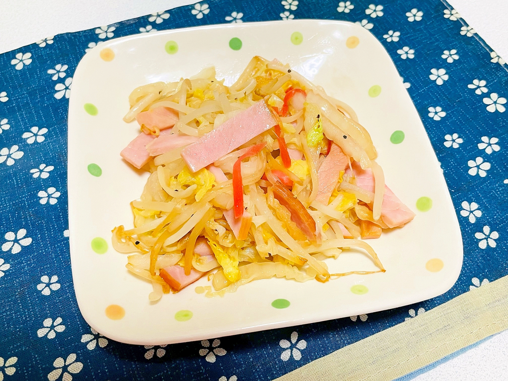 白菜ともやしの和風野菜炒め