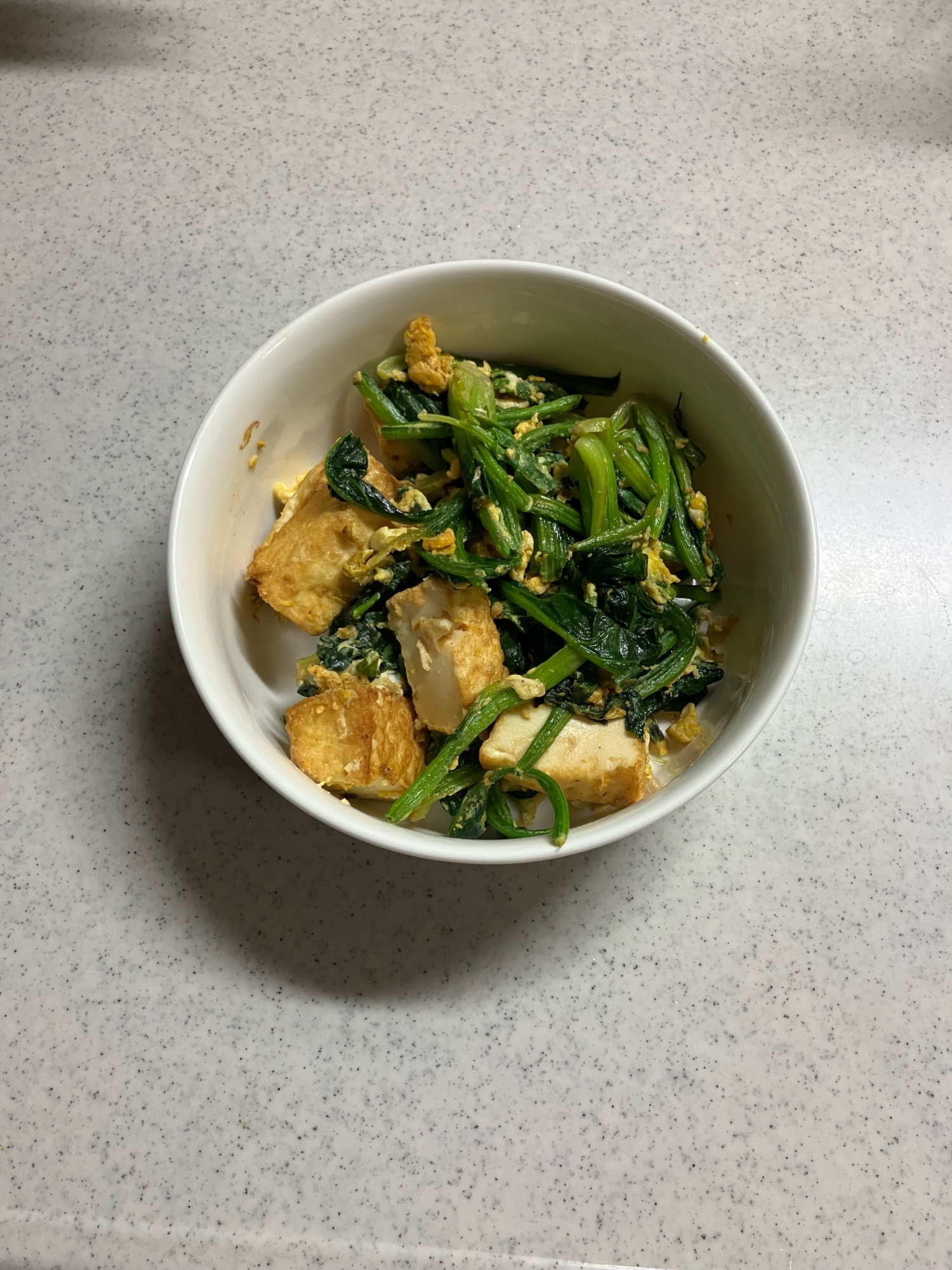 ほうれん草と厚揚げの卵炒め