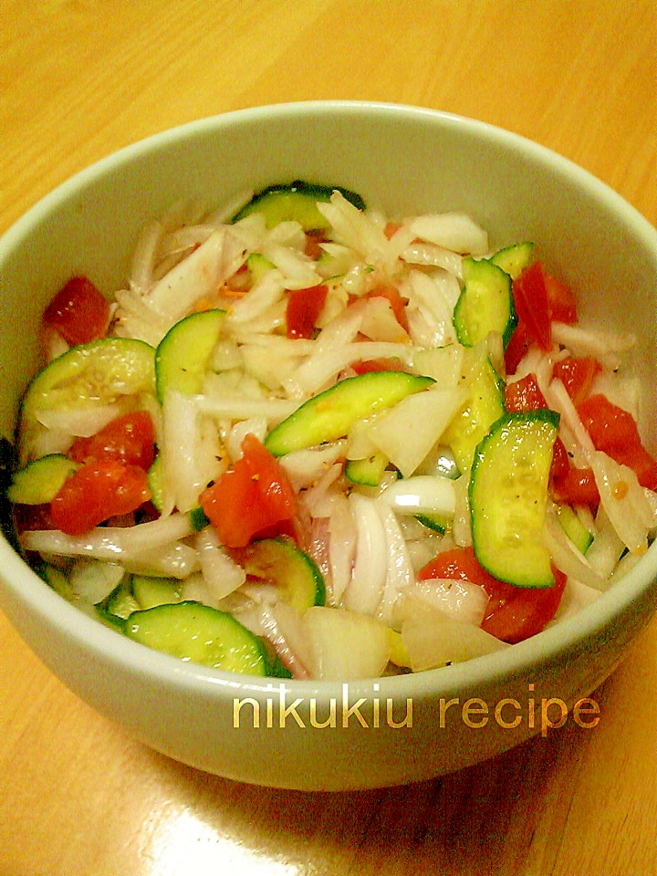 簡単おいしい たまねぎ きゅうり トマトのマリネ レシピ 作り方 By Nikukiu 楽天レシピ
