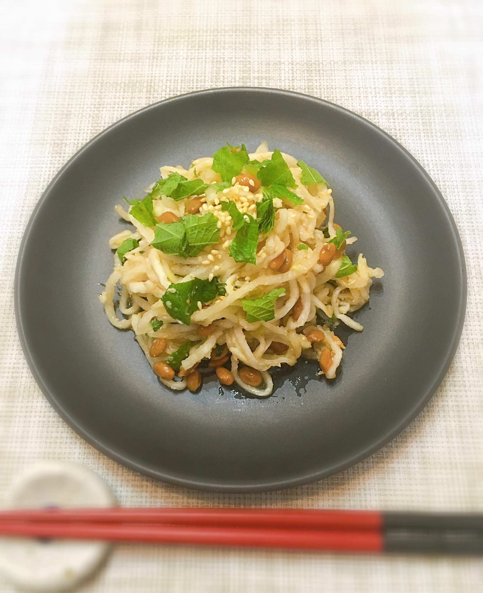 食物繊維たっぷり♡切り干し大根と納豆のサラダ♪