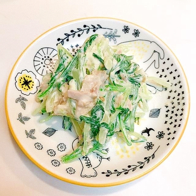 しゃきっと水菜とツナの胡麻マヨサラダ♪