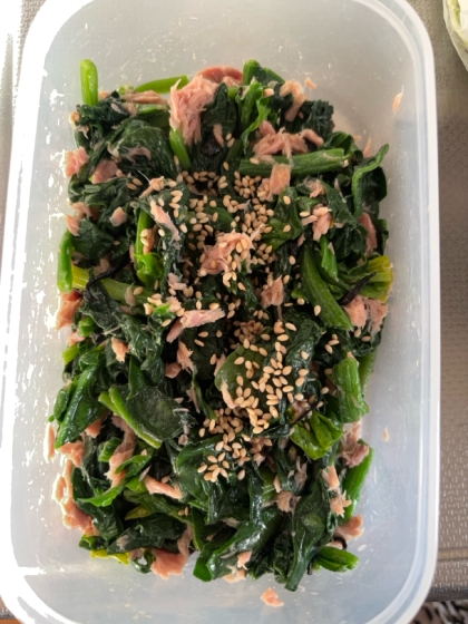 ほうれん草とツナの昆布つゆあえ