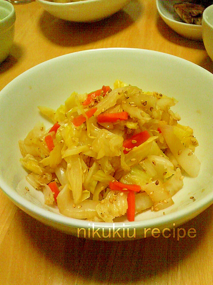 簡単おいしい 白菜とキャベツとにんじんのごま和え レシピ 作り方 By Nikukiu 楽天レシピ