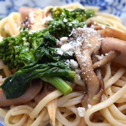 菜の花とキノコのパスタ風うどん