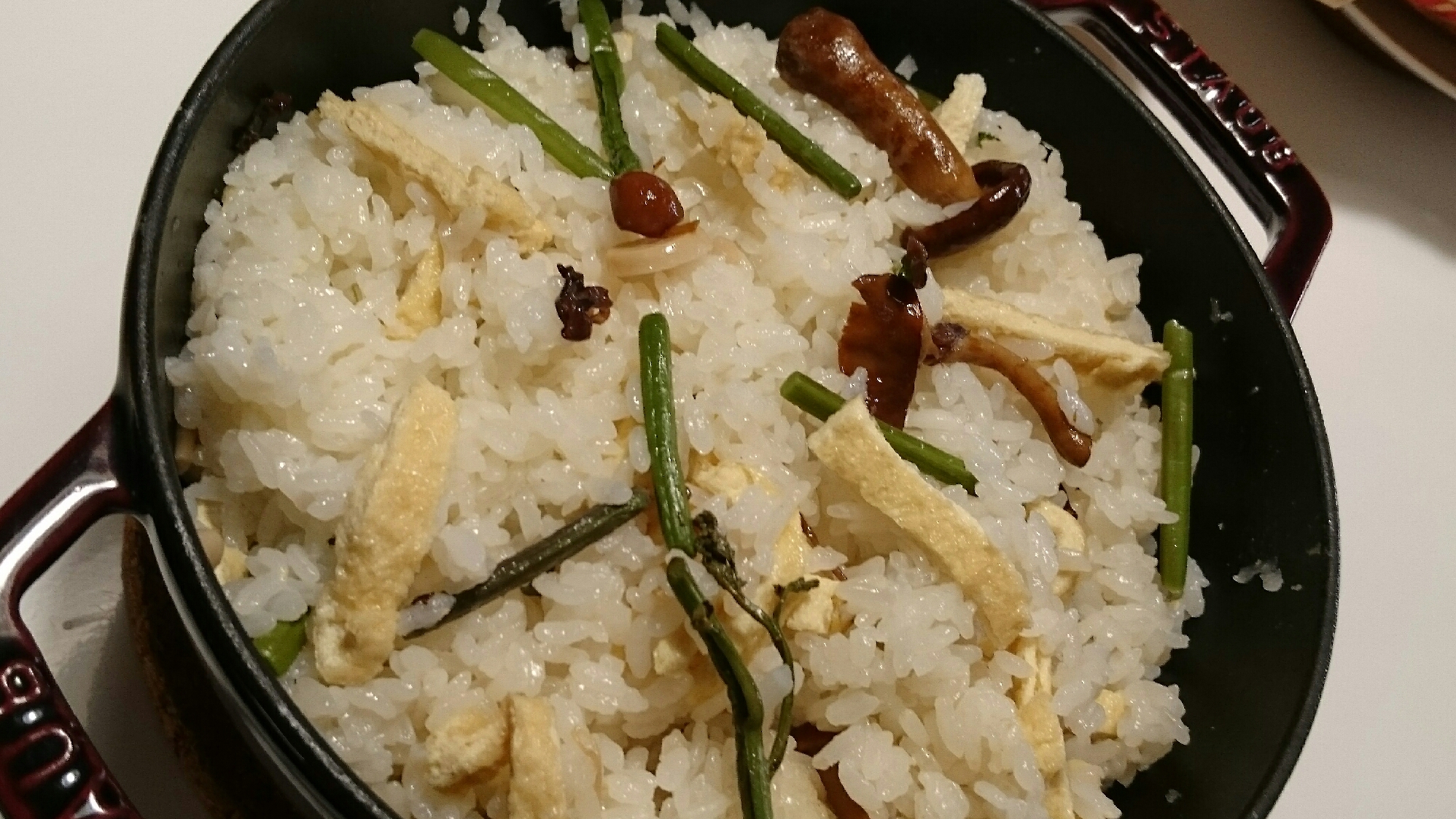 ストウブDe〜山菜おこわ風
