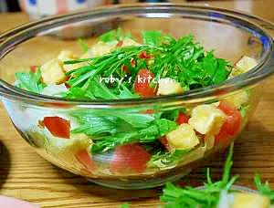 水菜とサイコロ厚揚げのサラダ