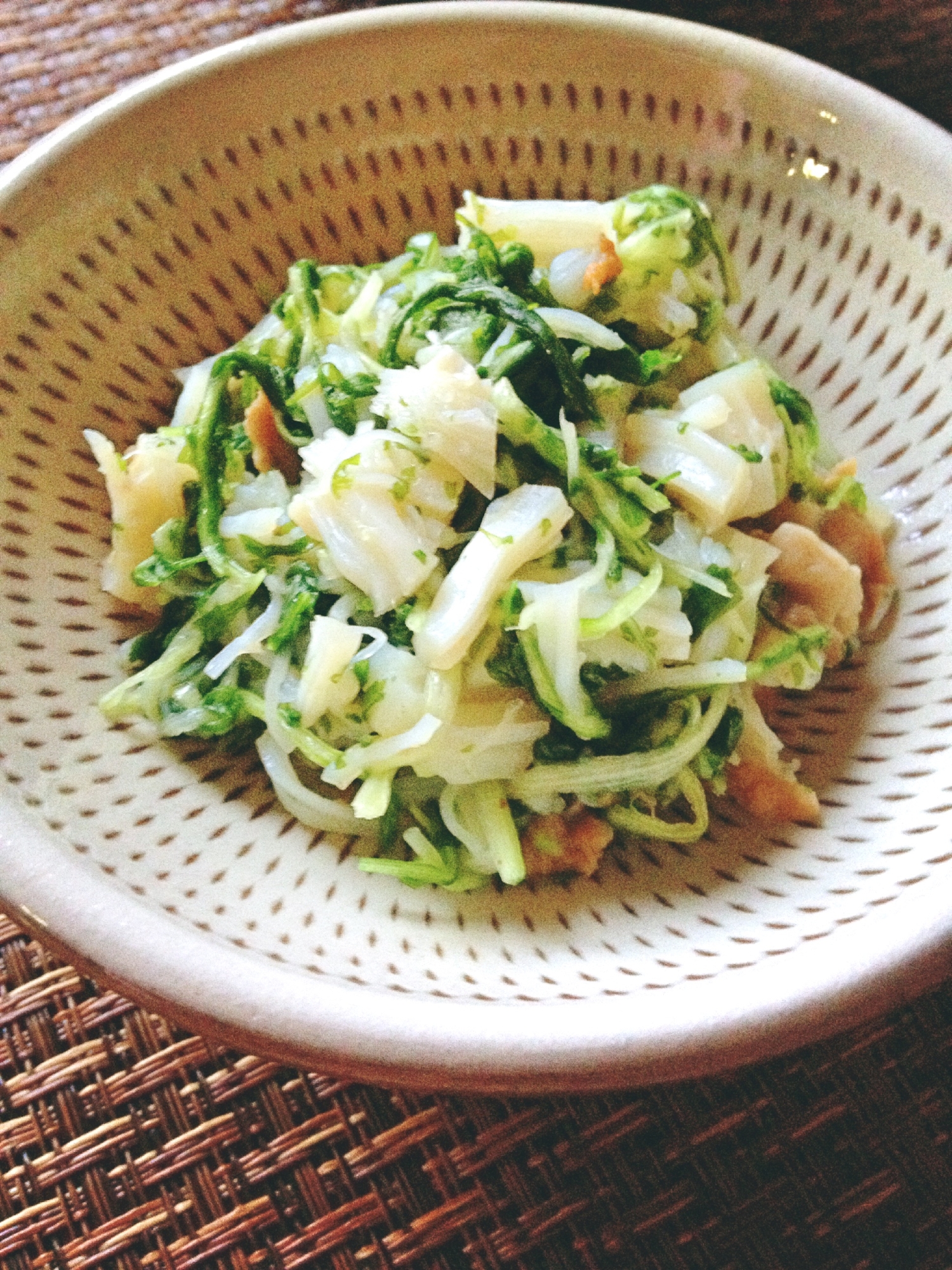 ホタテと水菜のワサビ蒸し