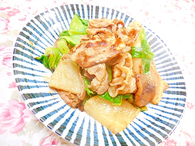 オイスターde❤丸大根と青梗菜と豚のコックリ炒め❤