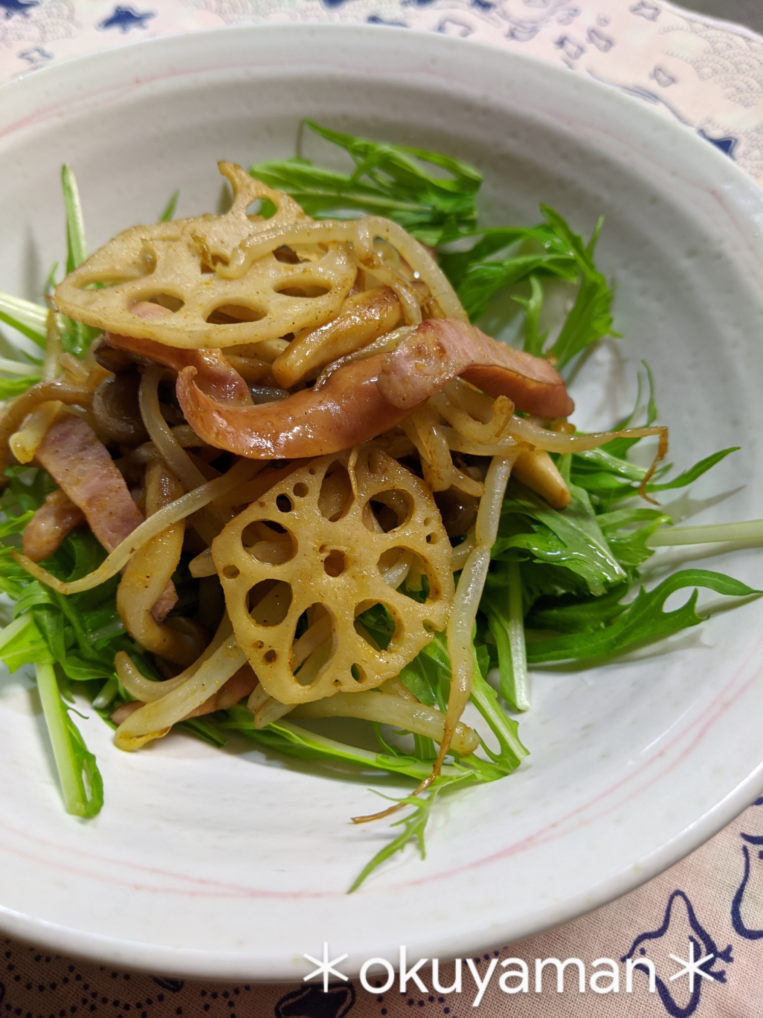 ソーセージとれんこんの、カレー炒め