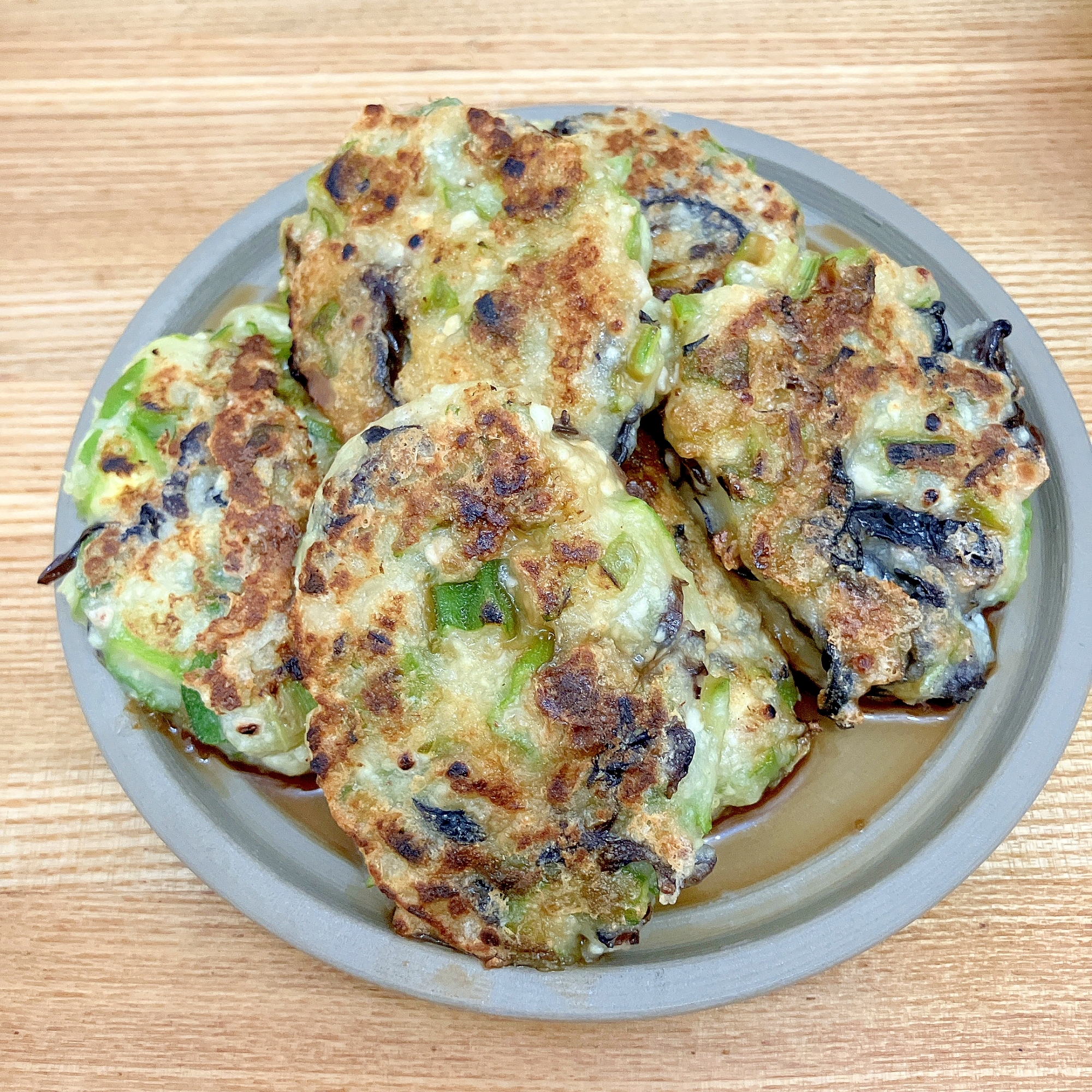 簡単おつまみ★オクラの豆腐もちもち焼き