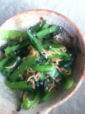 小松菜とアミエビの生姜ナムル