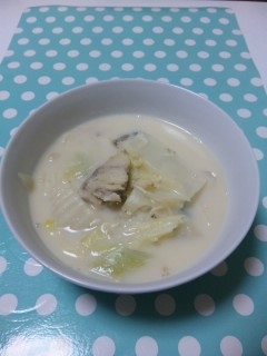 豆乳で作りました。
あったまりました。