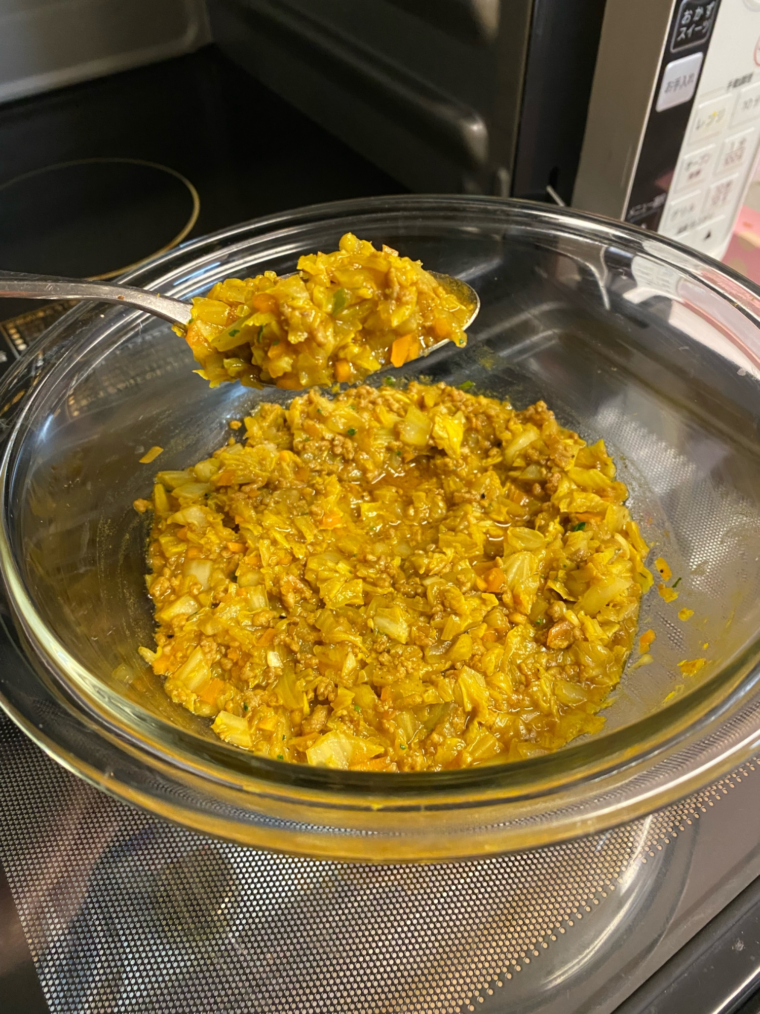 市販のカレールー不使用❣️レンジで白菜キーマカレー