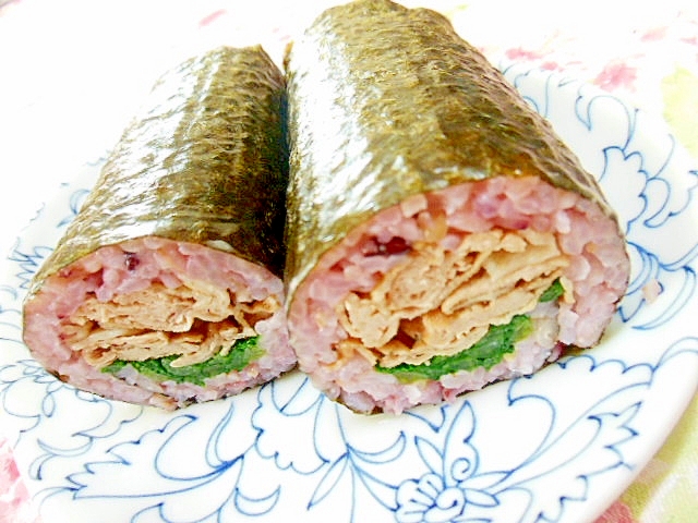雑穀米de❤豚肉と小松菜の洋風・巻き寿司❤