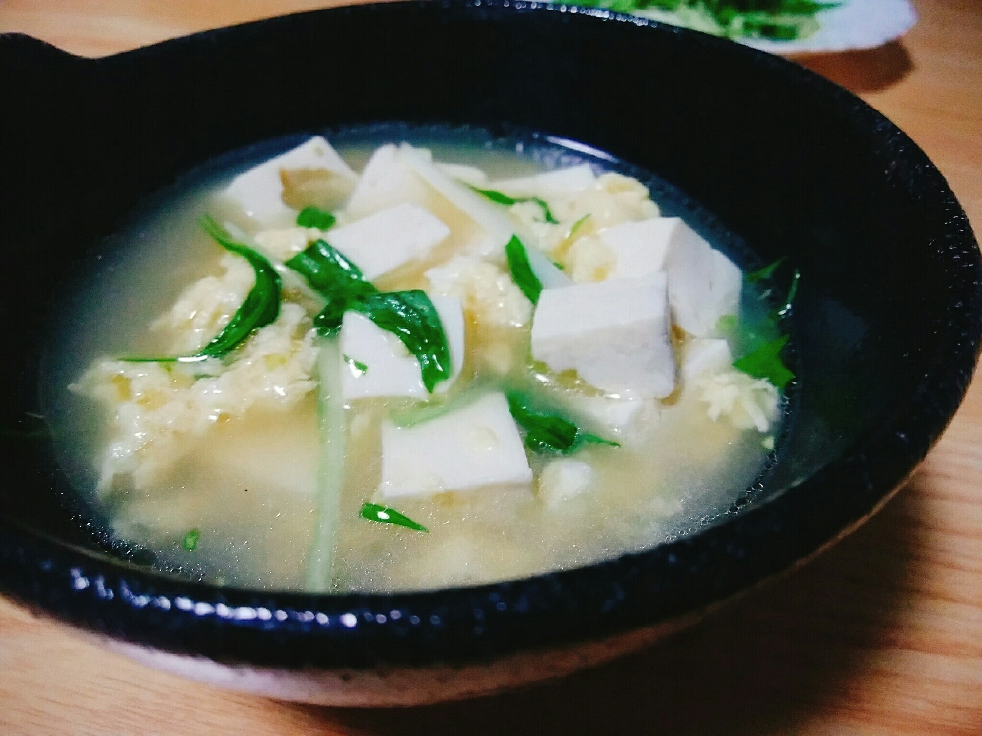 豆腐と水菜と卵のスープ