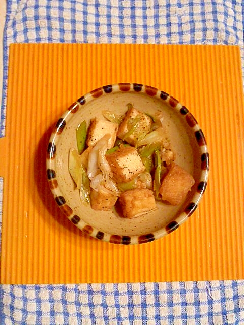 長ネギと厚揚げのポン酢炒め♪