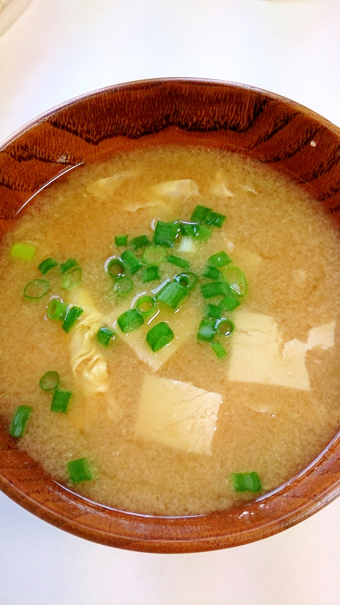 冷凍木綿豆腐と卵の味噌汁