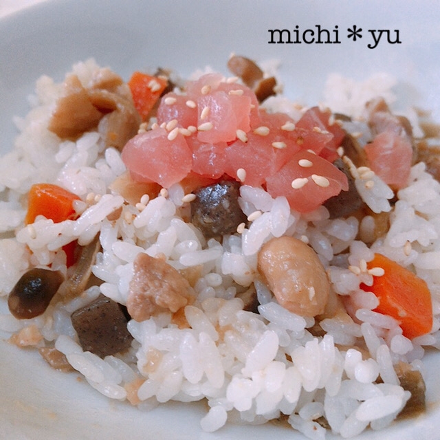 五目豆リメイク 一人分の簡単五目ちらし寿司