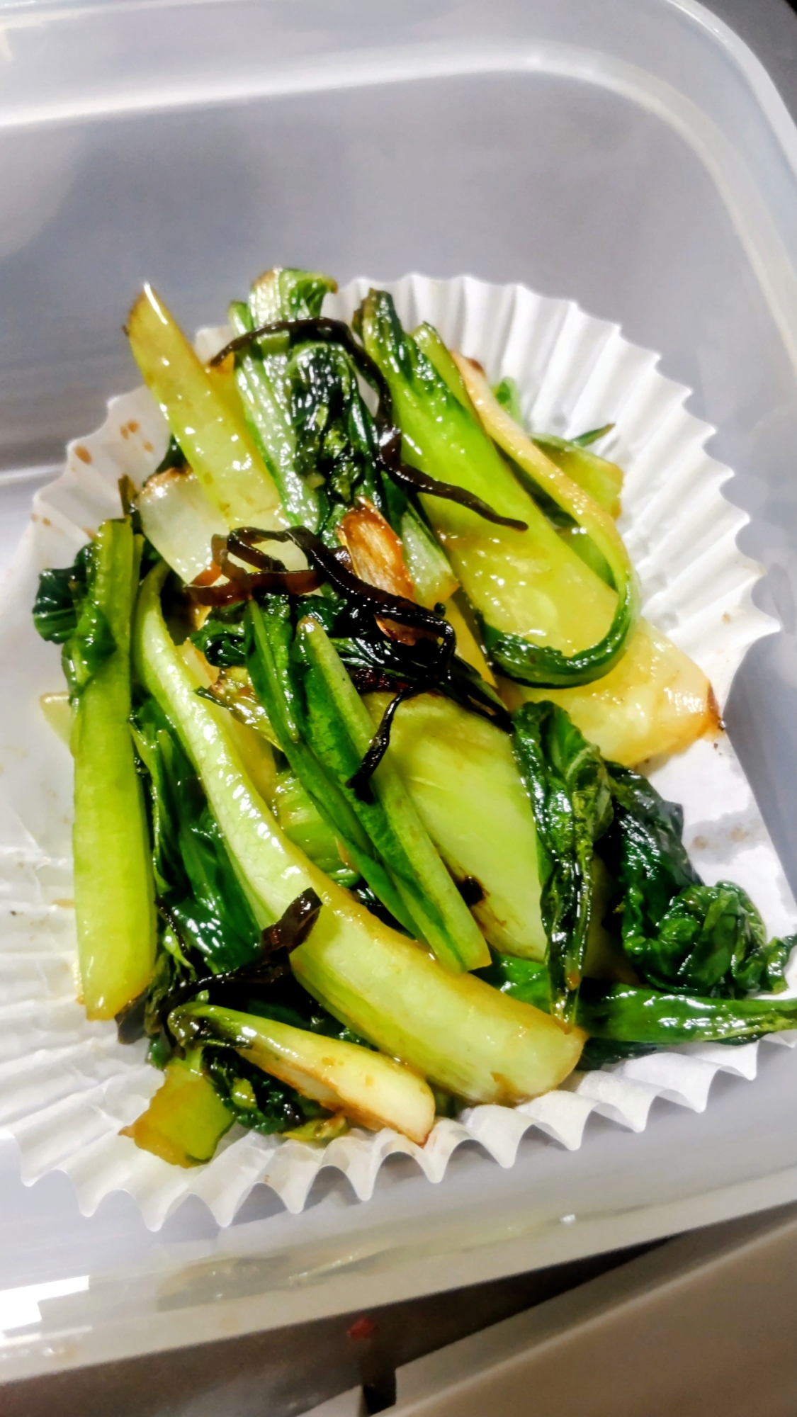 チンゲン菜と塩昆布