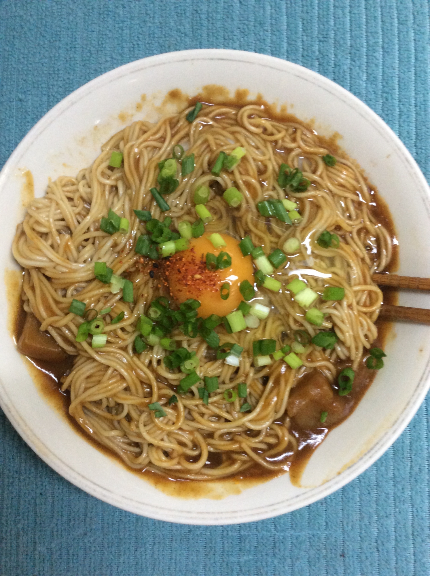 カレー釜玉そうめん♪