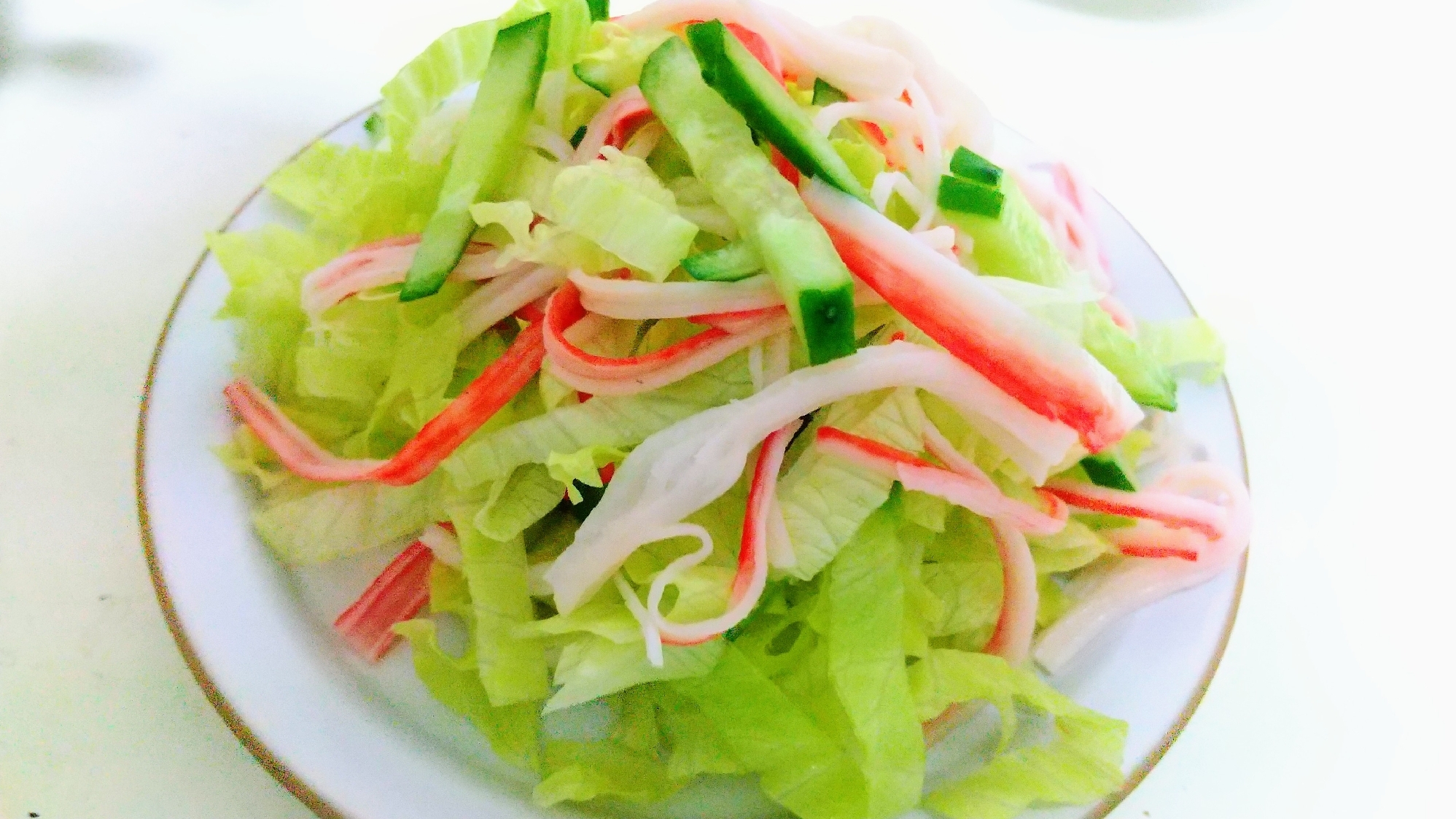 カニカマきゅうりレタスの中華サラダ