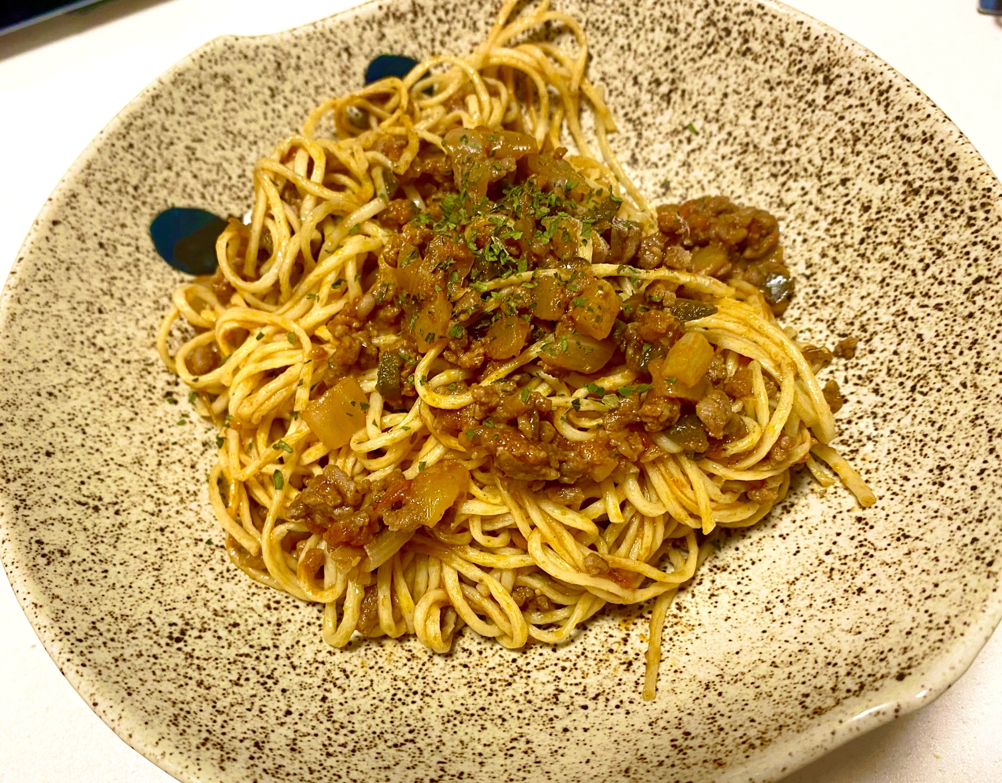 冷凍糖質0g麺でミートスパゲッティ