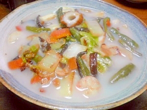 牛乳 野菜 シーフードたっぷりの ちゃんぽん レシピ 作り方 By Delolean 楽天レシピ