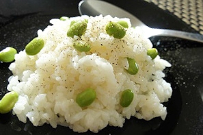 生米から簡単、枝豆のリゾット