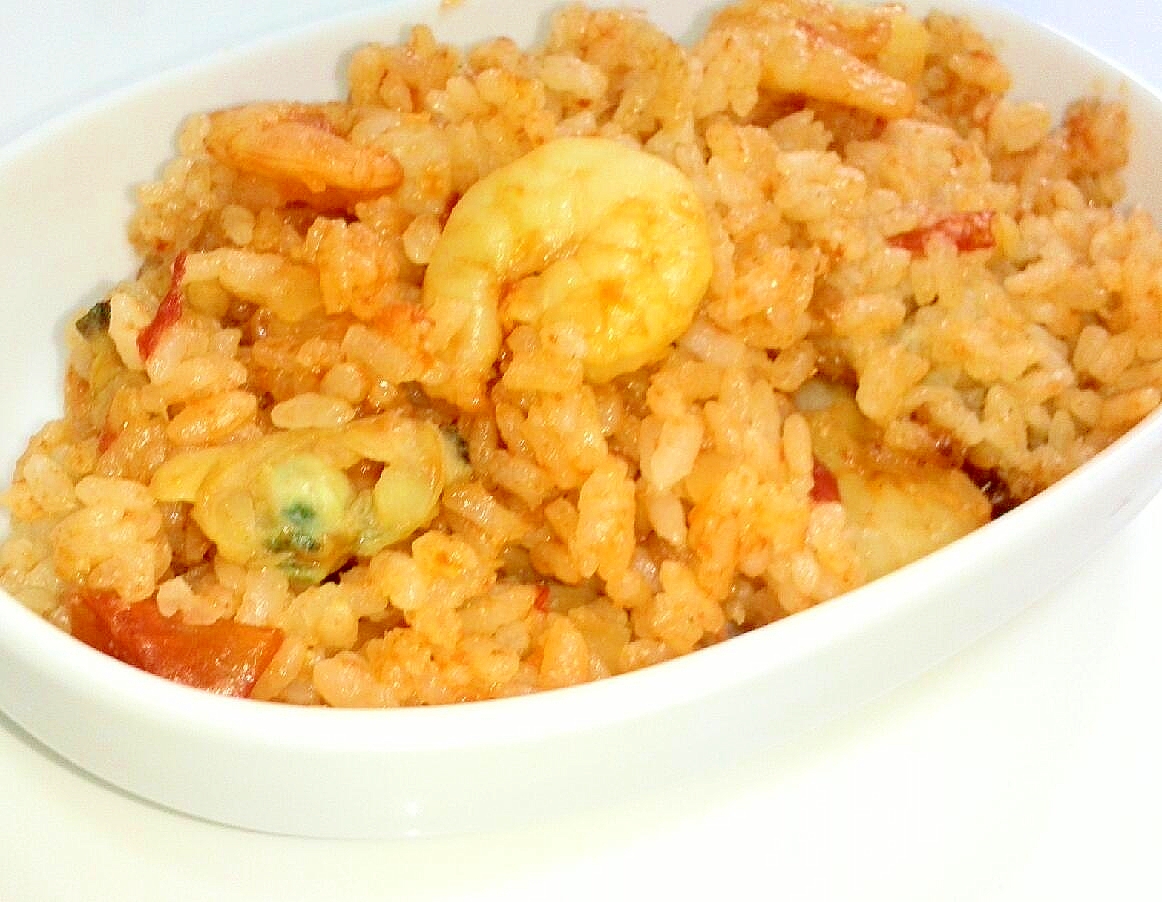 海老の殻でリメイク!炊飯器パエリア