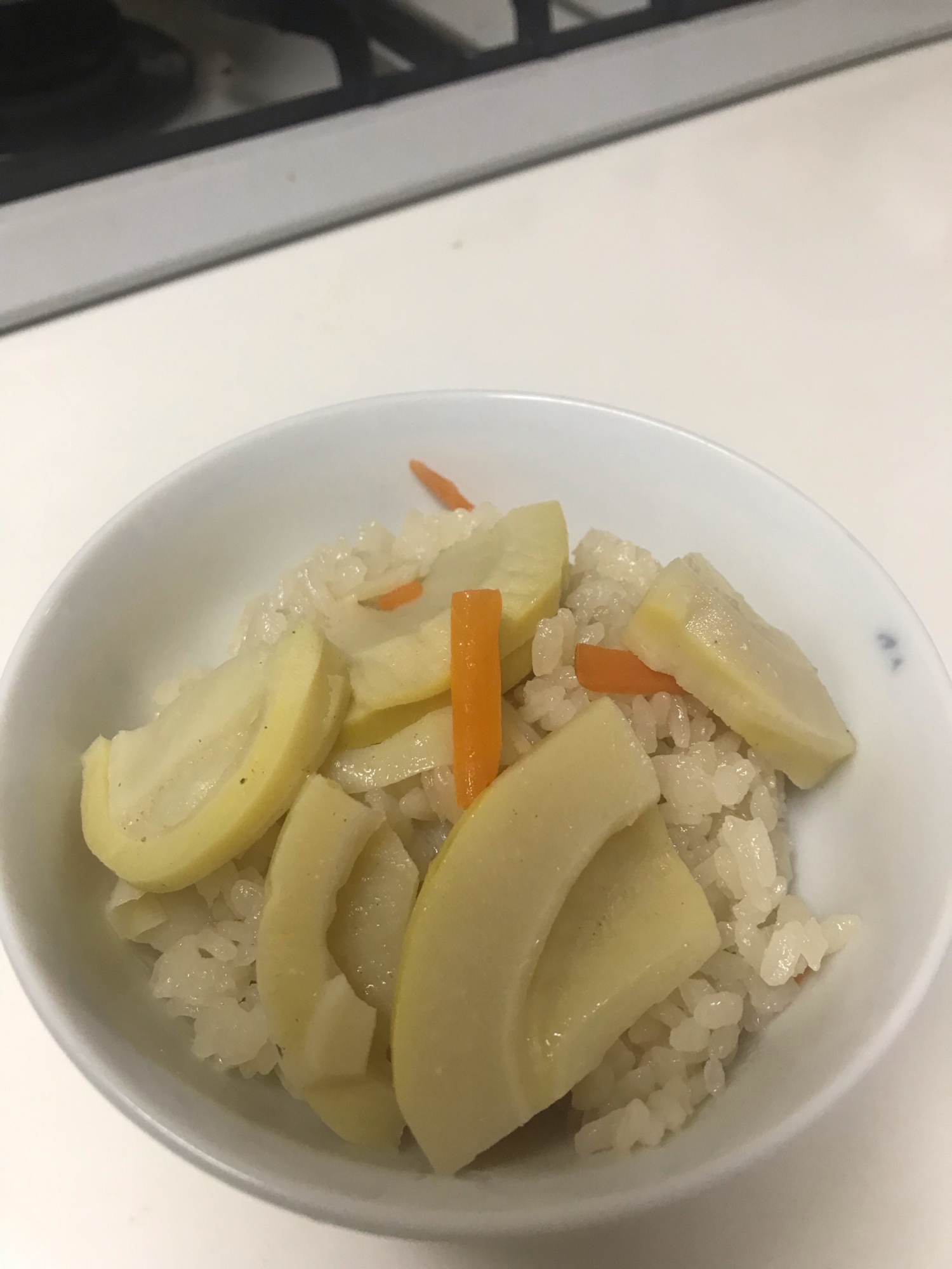 たけのこご飯(たけのこの煮物の残りで)