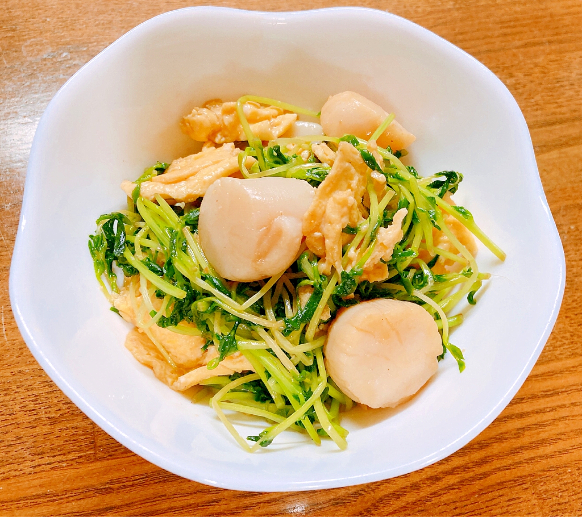 ホタテと豆苗の卵炒め レシピ 作り方 By のん７８６ 楽天レシピ