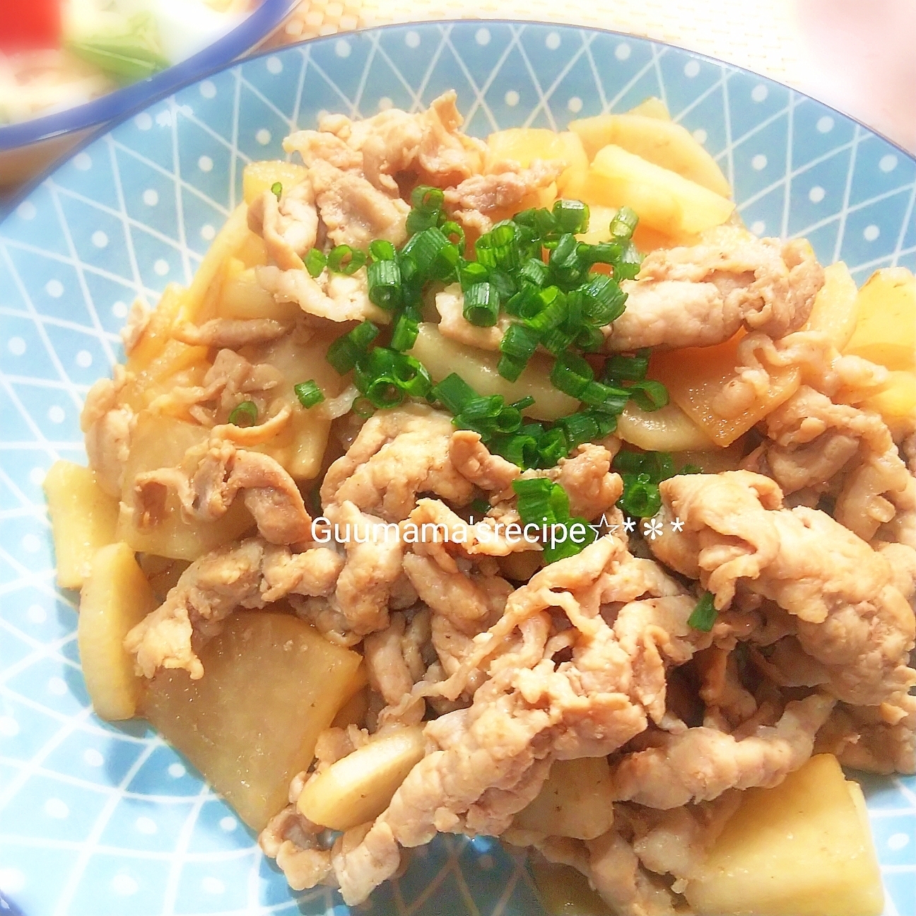 超特急♡豚しゃぶ肉と大根のにんにくポン酢炒め
