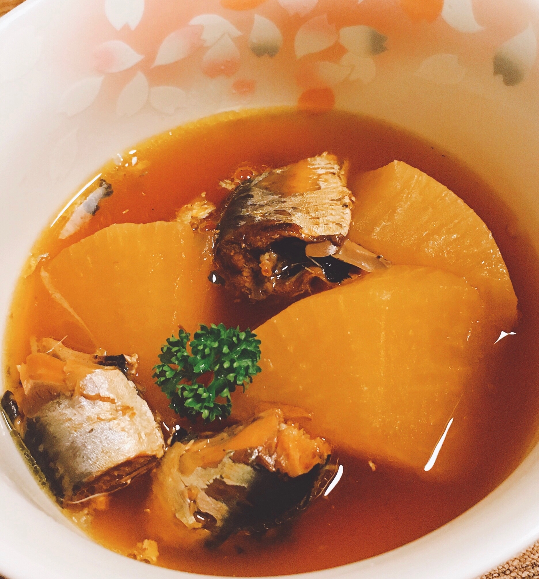 圧力鍋で大根とイワシ缶の煮物