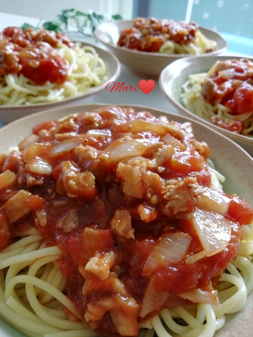 豚こまで♪そっこー！ミートソースパスタ