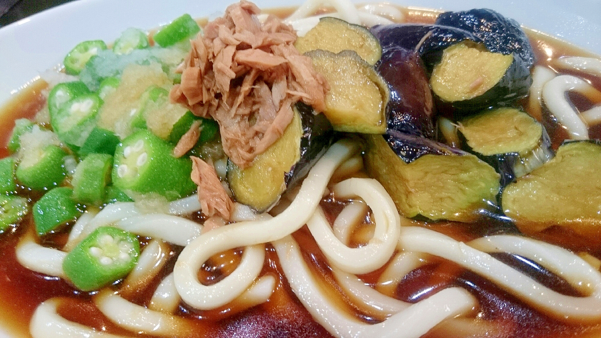 夏野菜の冷やしぶっかけうどん♪