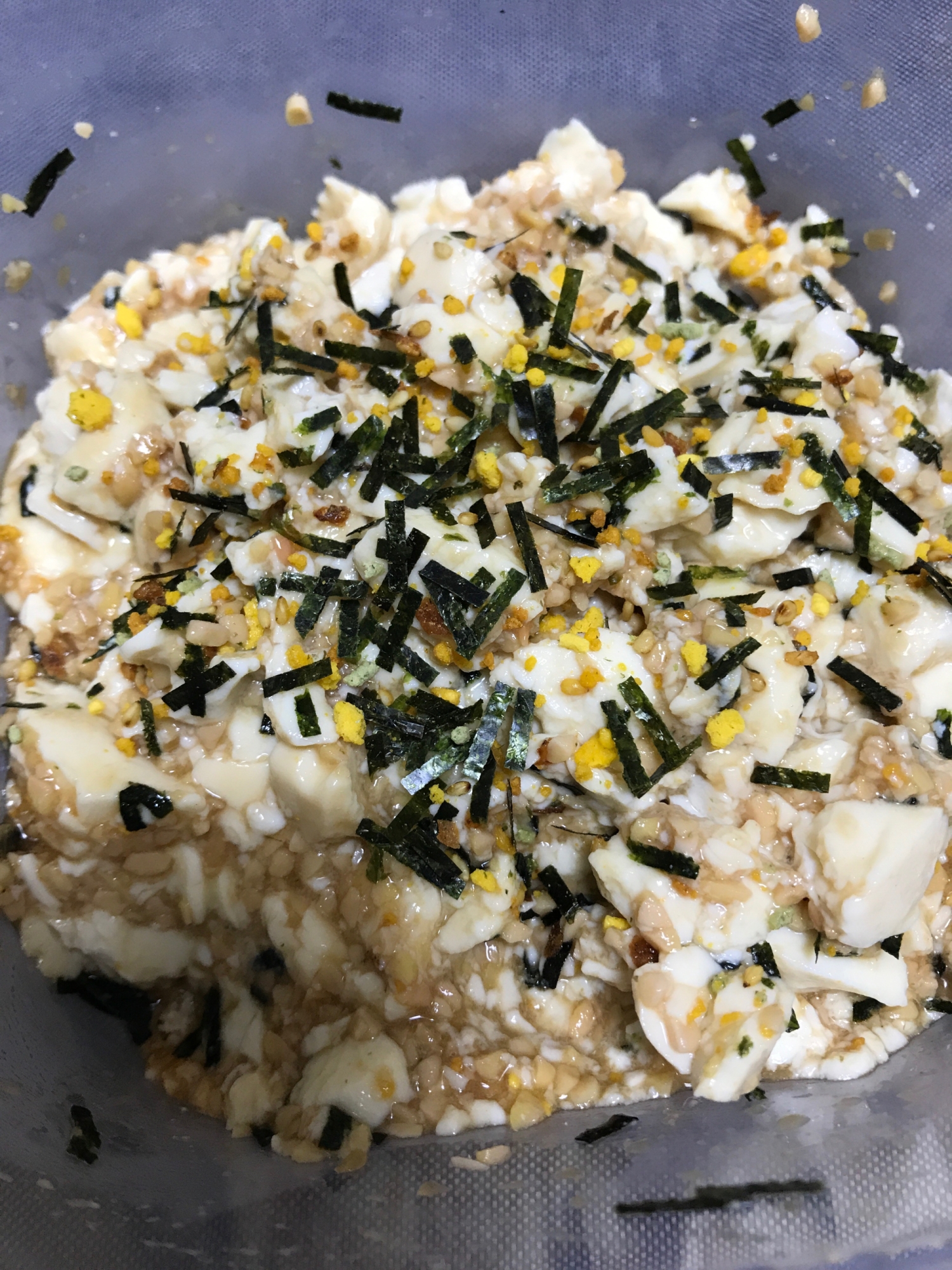 混ぜるだけおつまみ のりたま納豆腐 レシピ 作り方 By その辺の主夫 楽天レシピ