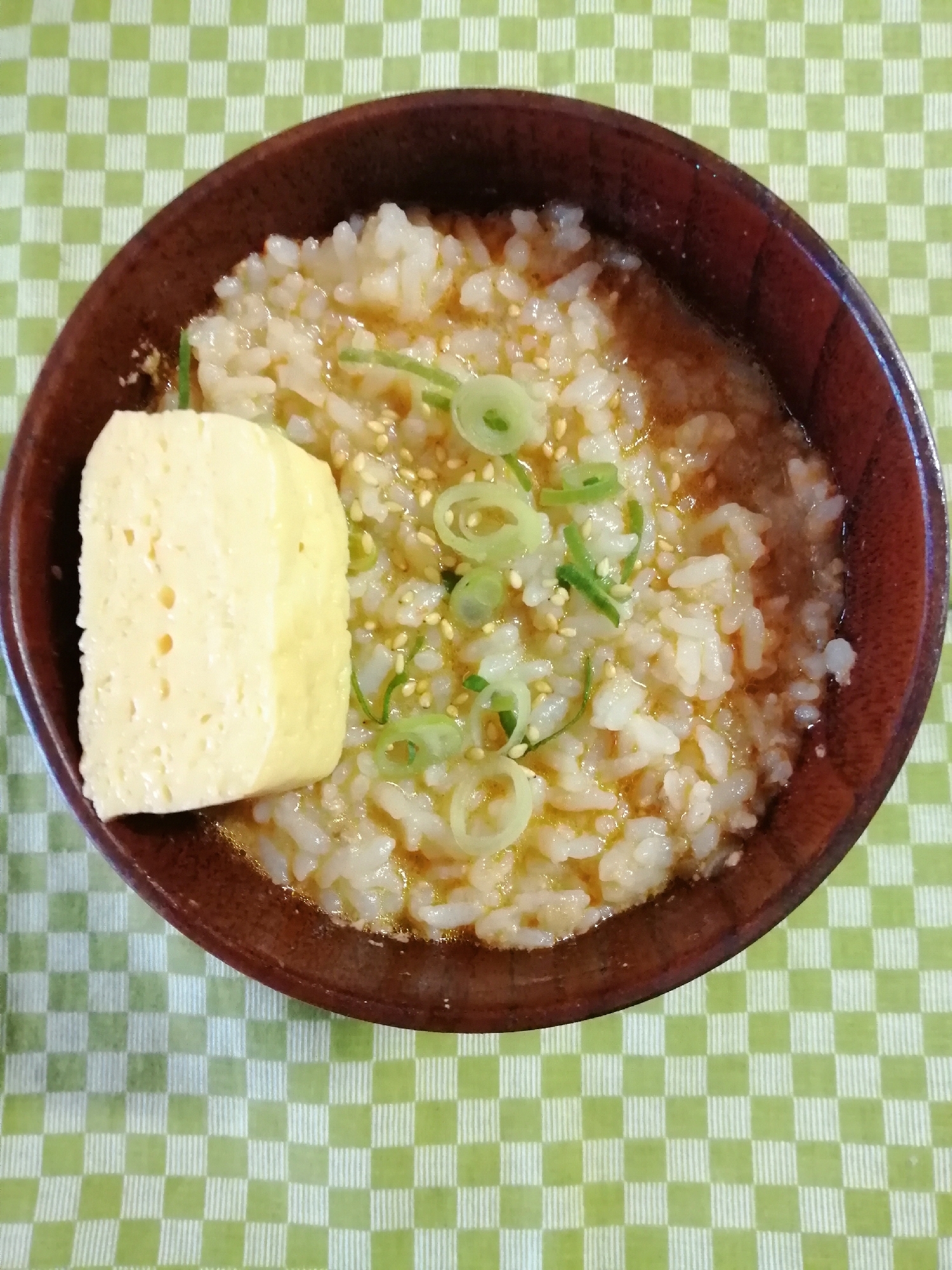 担々麺のスープの残りでおじや