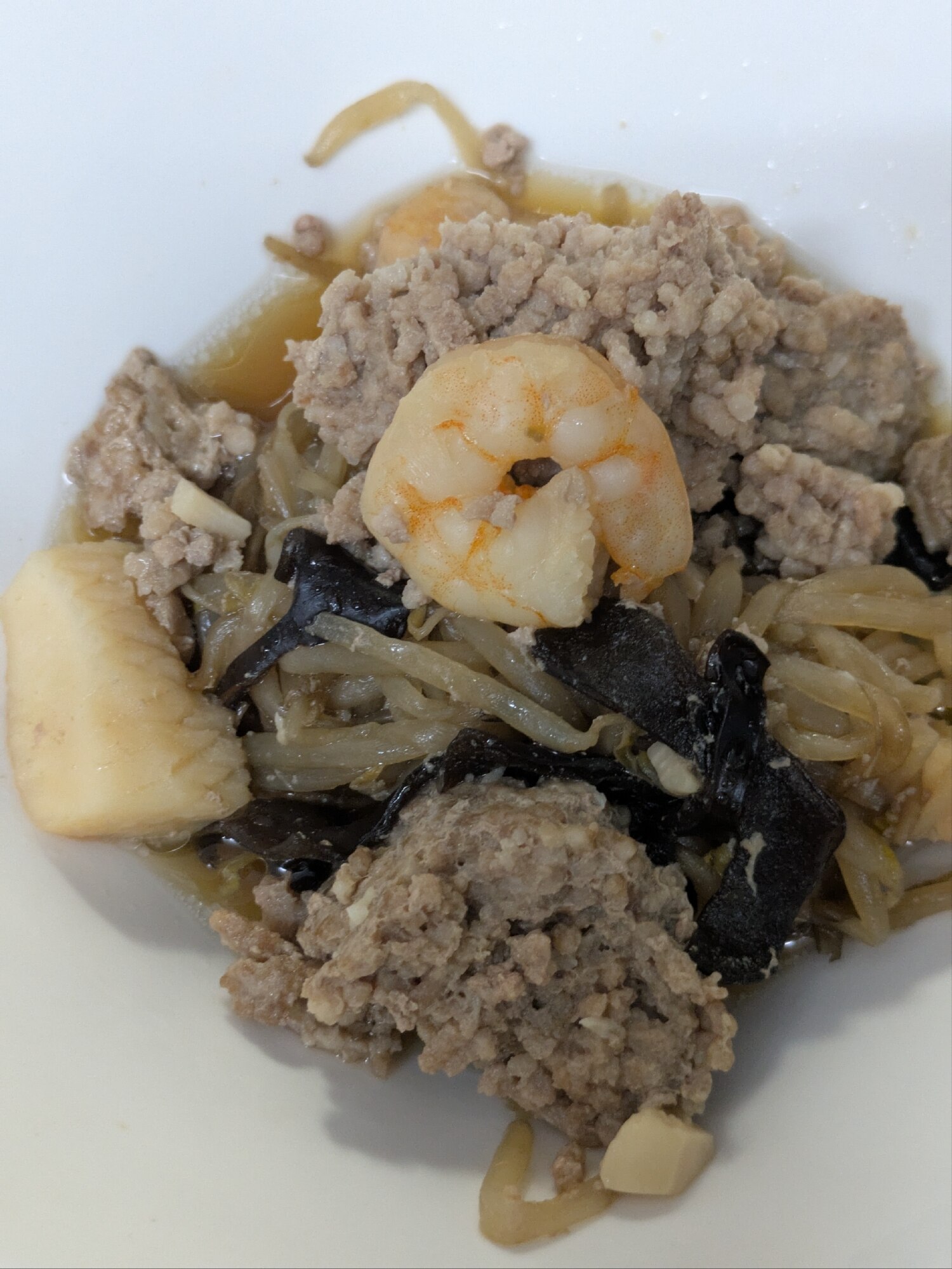 ひき肉と魚介のにんにく醤油炒め〜ホットクック〜 レシピ・作り方 by