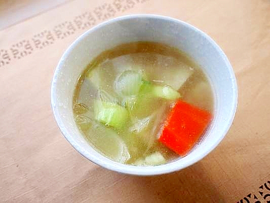 圧力鍋で簡単に♪薄味の具沢山ウェイロンで中華スープ