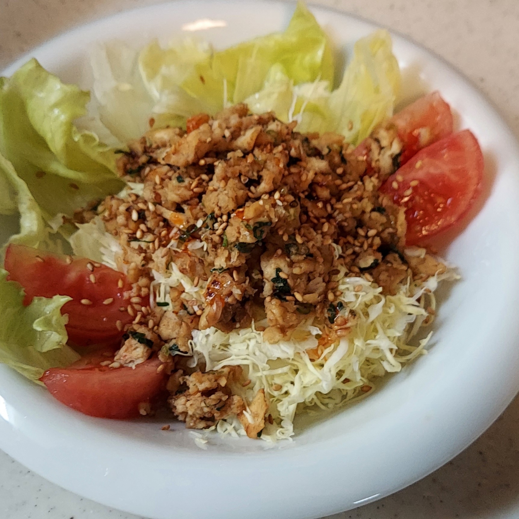 【糖質オフ】手作り大豆ミート☆肉味噌サラダ