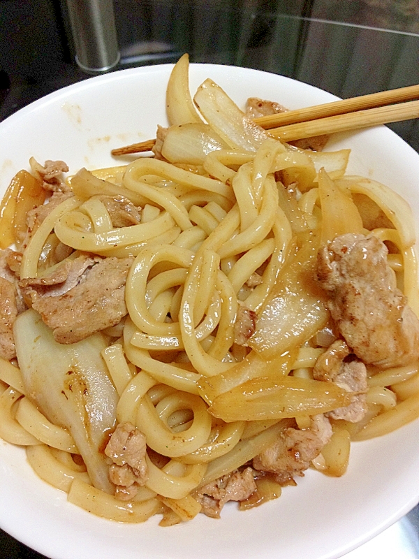 豚肉でカンタン焼うどん！