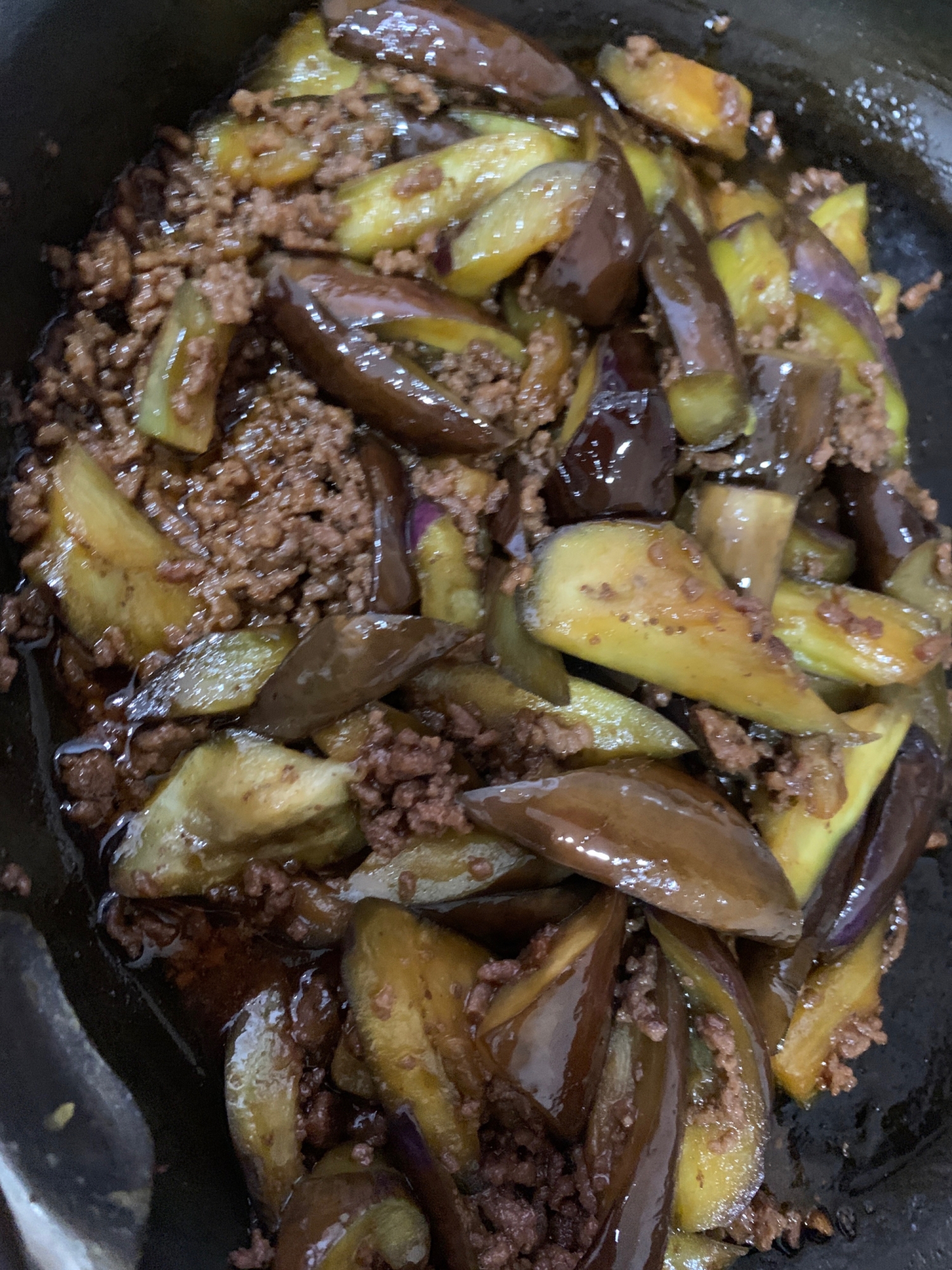 なすひき肉炒め