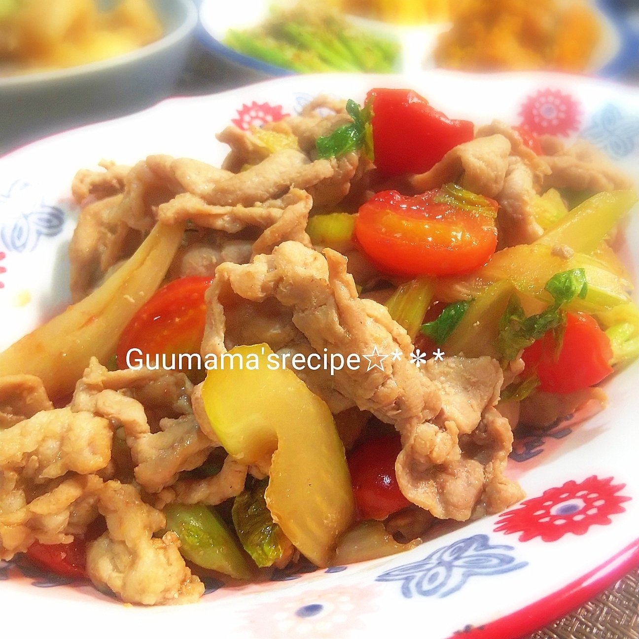 セロリと豚肉の中華風炒め