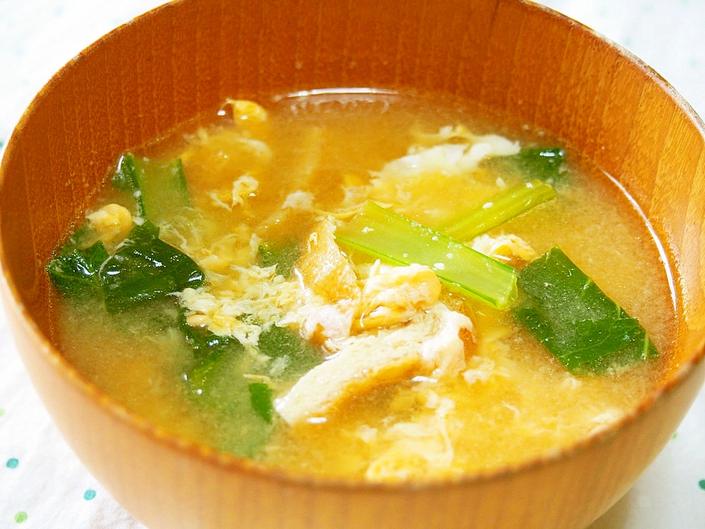 小松菜と卵の味噌汁 卵ふんわり レシピ 作り方 By 京たまご86 楽天レシピ 小松菜と卵の味噌汁 卵ふんわり レシピ 作り方 By 京たまご86 楽天レシピ