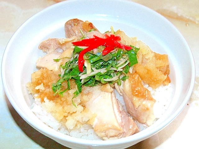 薬味でさっぱりと！鶏もも肉のさっぱりおろし醤油丼♪